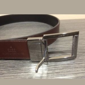Gucci Reversible Men Black/Brown Leather Belt NEW